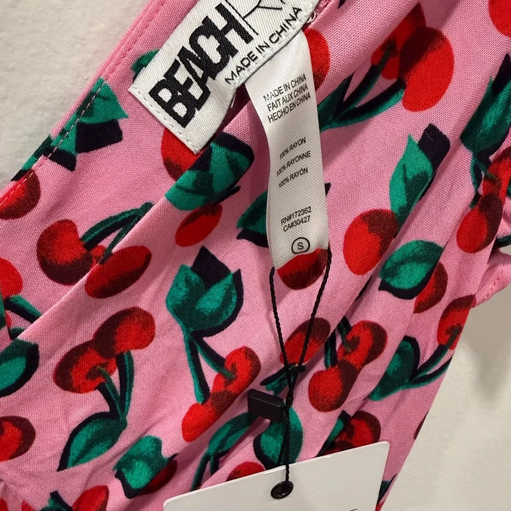 Beach Riot Pink Floral V-Neck Ruffle Mini Dress NWT - Picture 3 of 6